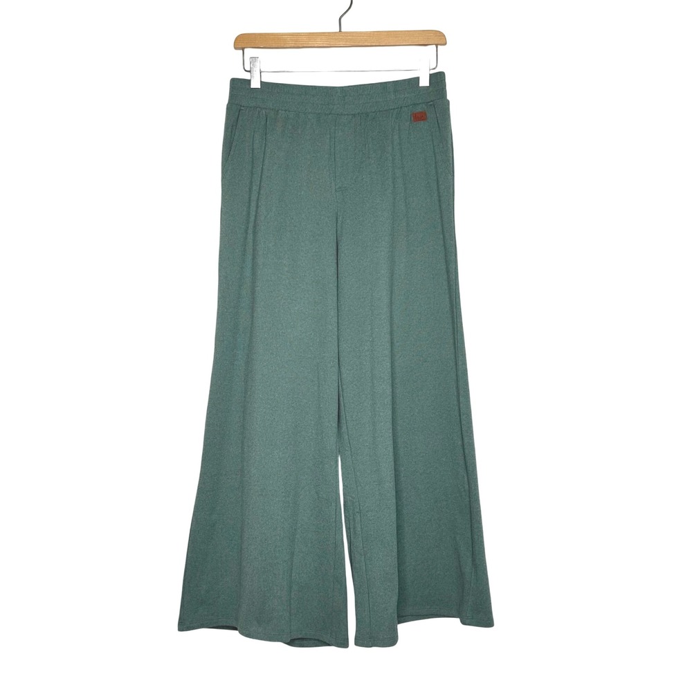 Peace Love World Womens Pants Extra Small Petite Green Wide Leg Lounge Knit